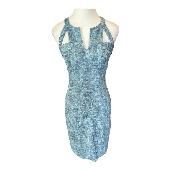 BCBGMAXAZRIA MACIE Cutout Bodycon Sheath Dress Sz 0 Light Parisian Blue - Picture 2 of 9